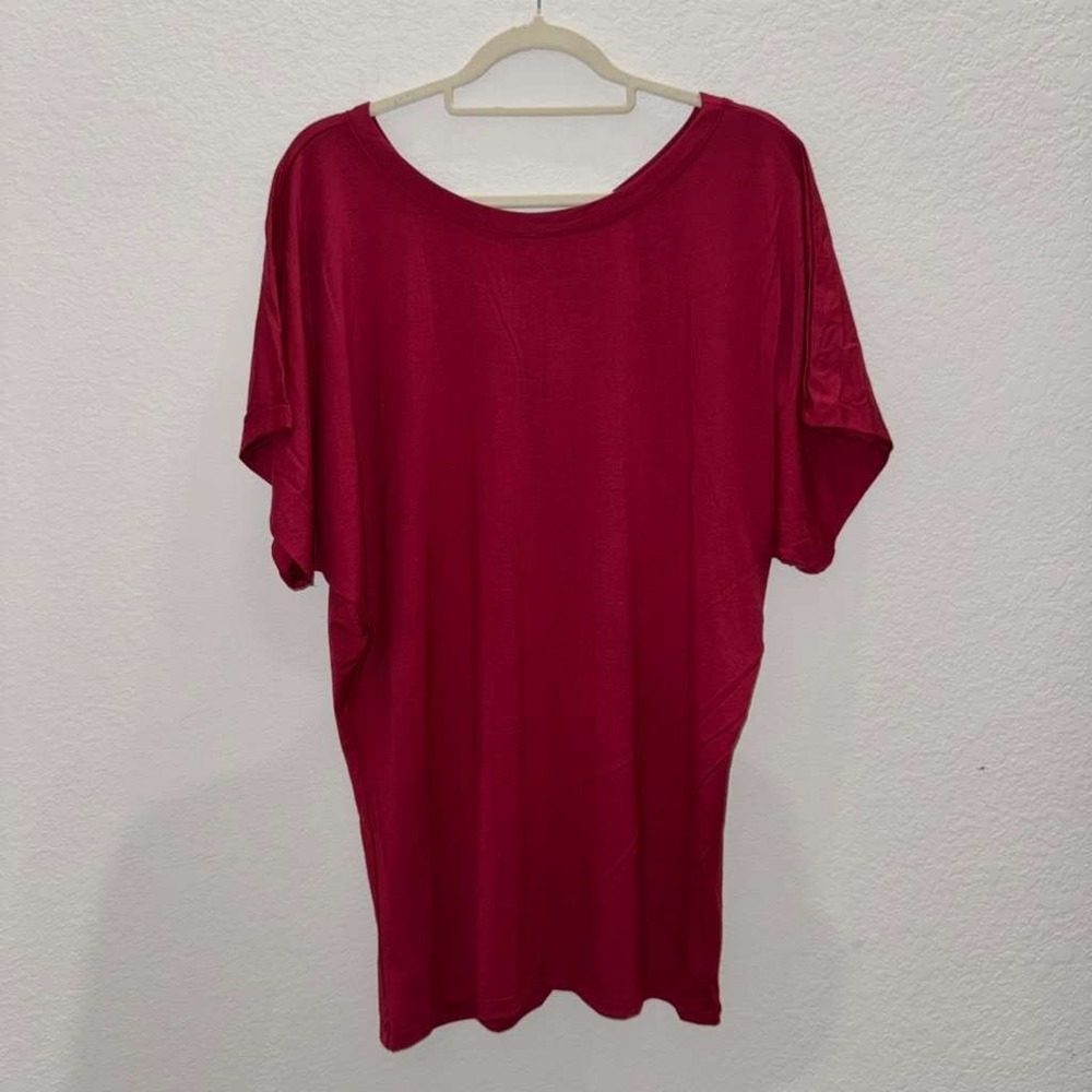 NWT Free to Live Women's Sz XL Long Tee Shirt Pink Short Sleeves‎ Workout Casual